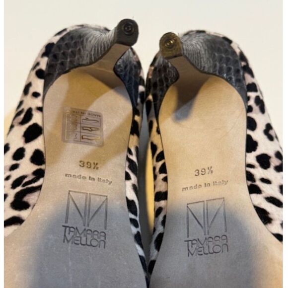 Tamara Mellon Grey White Leopard Pony Hair Pointed-Toe Pumps 39.5/9 Italian NWOB - Picture 4 of 6